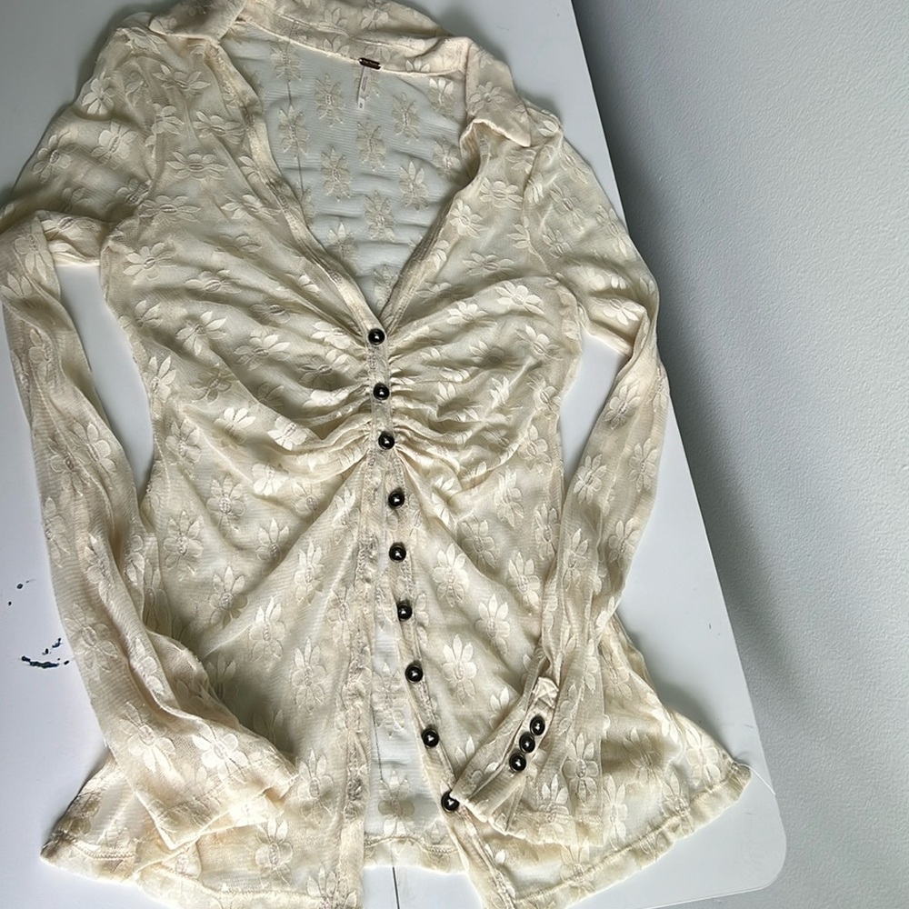 Free people mesh button down